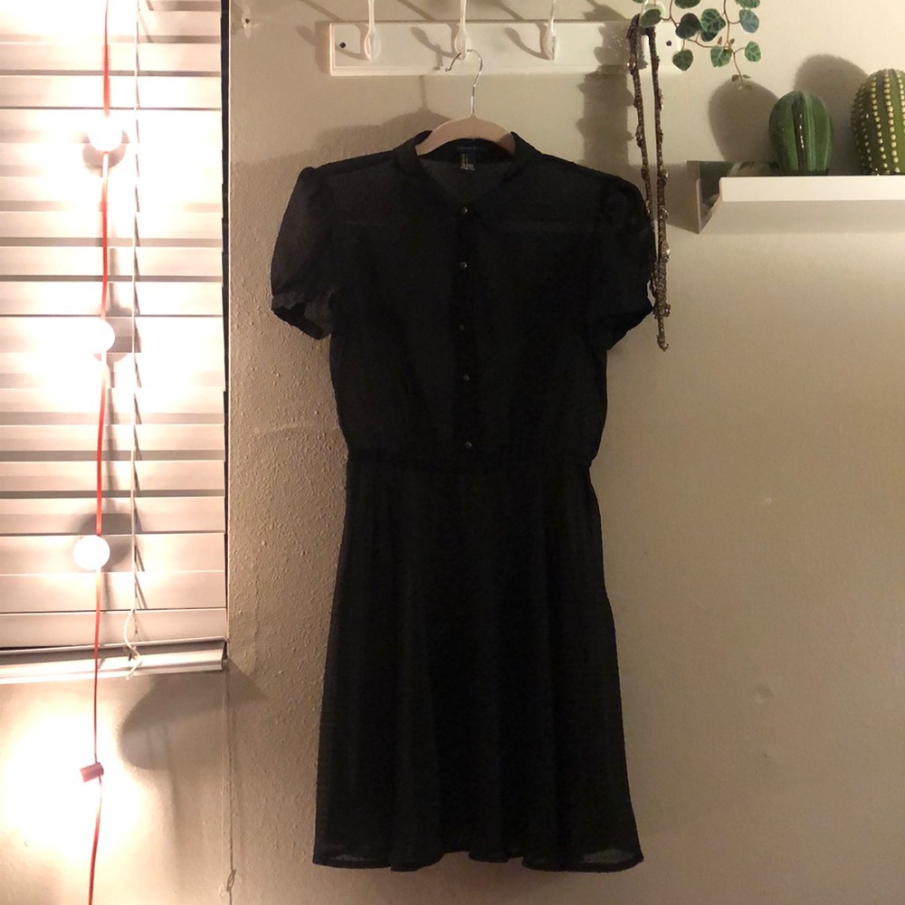 F21 S see-through collar polka-dot dress